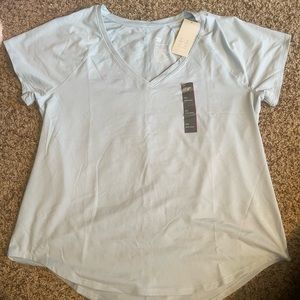 Powder blue v neck workout top